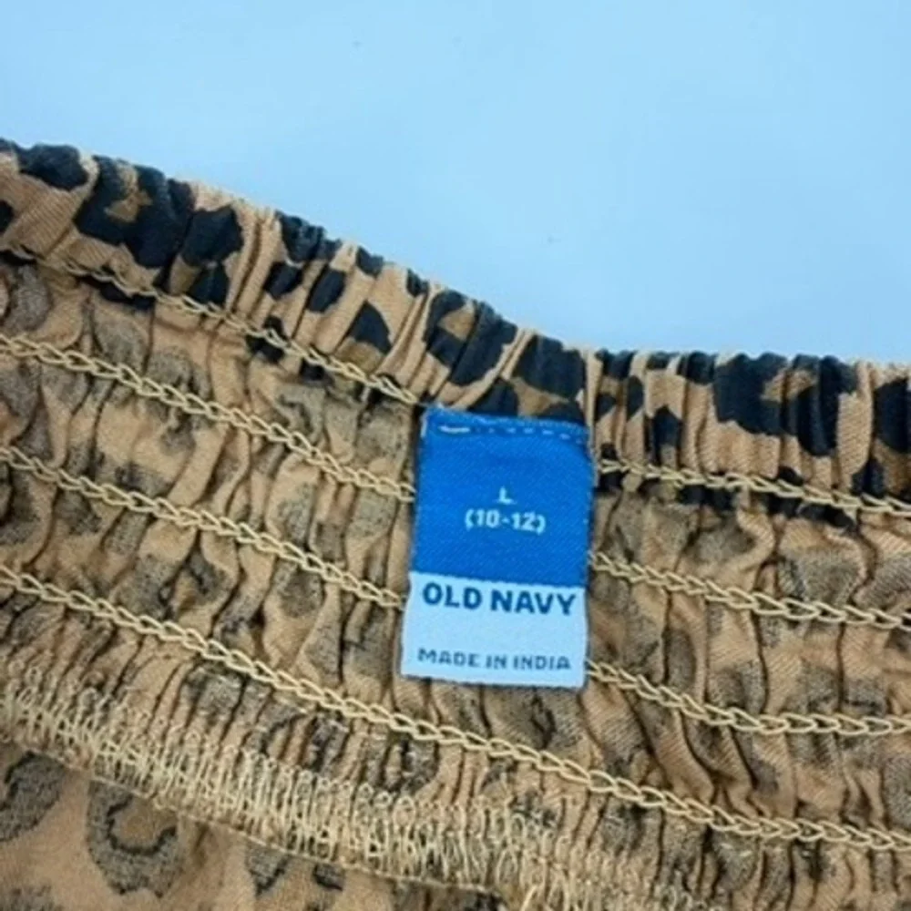 Old Navy Girls Leopard Print Tiered Mini Skirt Smocked Waist Brown Black L 10-12